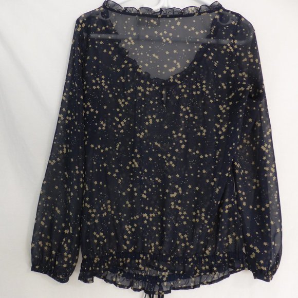 ESPRIT | small | Stars & Dot Print Sheer Blouse | Drawstring Waistband | GUC - Picture 2 of 7